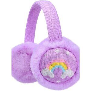 ⚡Kids Purple Knitted Rainbow Winter Outdoor Plush Adjustable Warm Ear Muffs